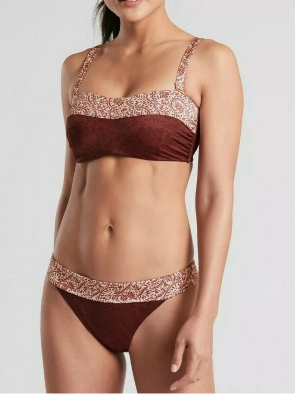 Athleta • NWT Aqualuxe Batik Bandeau Bikini Top Dried Cinnamon Size Medium - Picture 13 of 15